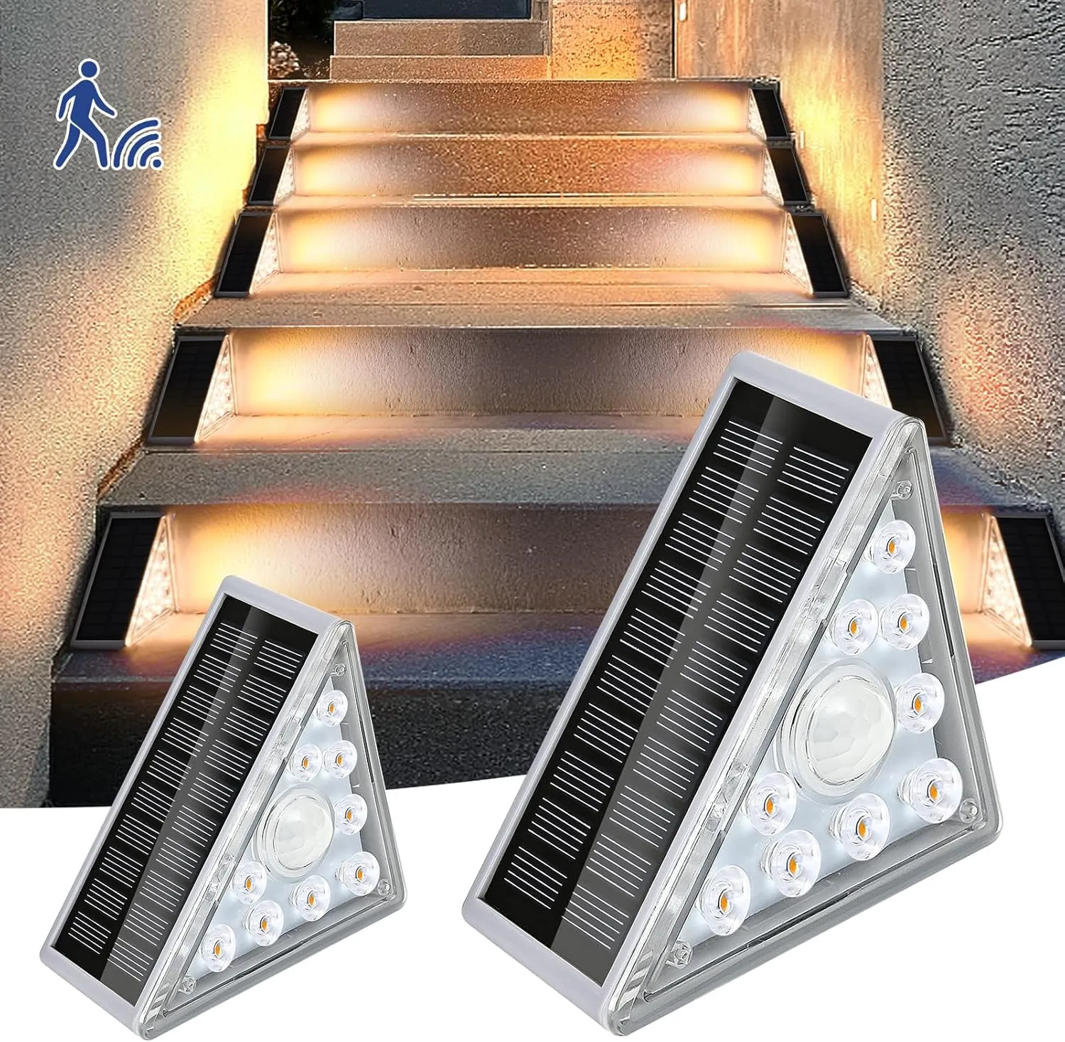 Lot de 2 lampes solaires d'extérieur avec détecteur de mouvement, 9 LE 